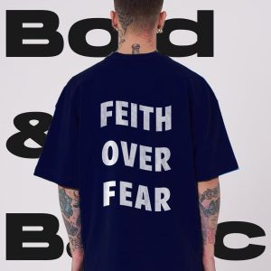 تیشرت باکس فیت طرح Feith over Fear
